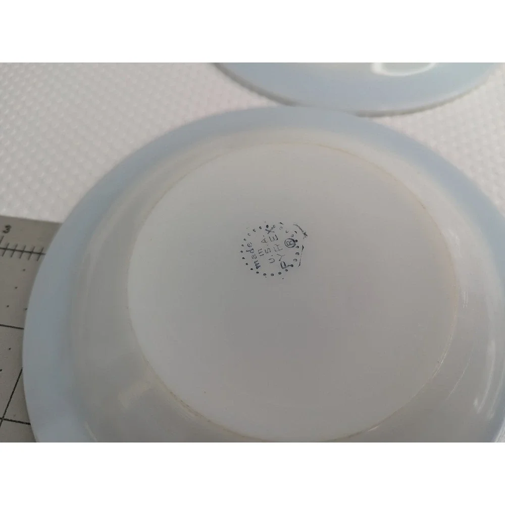 Pyrex Teal Blue Gold Stripe Plate Saucer 6.25 Inch Lot‎ of 5
